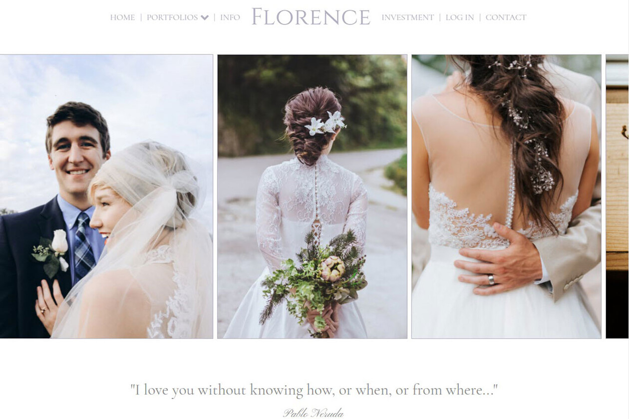 Wedding photography website layouts