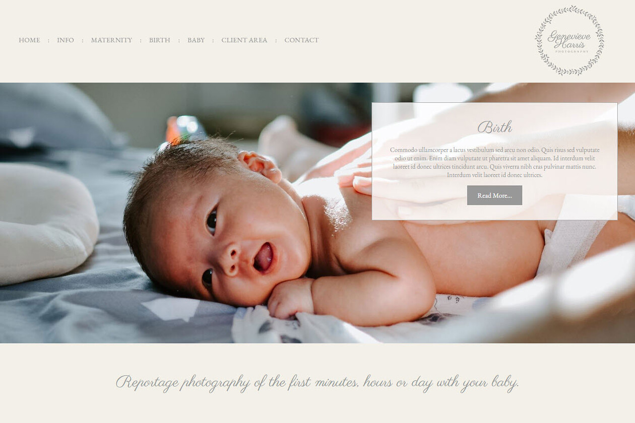 Photographer website newborn photography