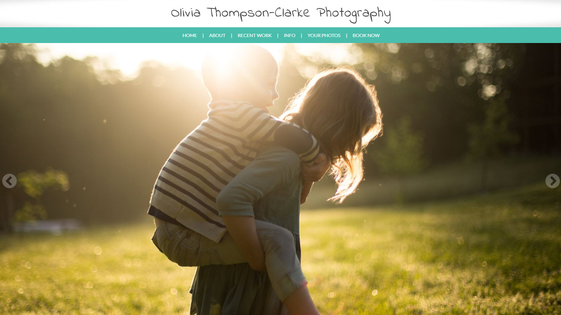 Example website for family portrait photographer